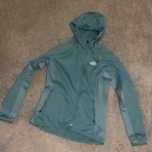 North Face Teal Asymmetric Zip Up